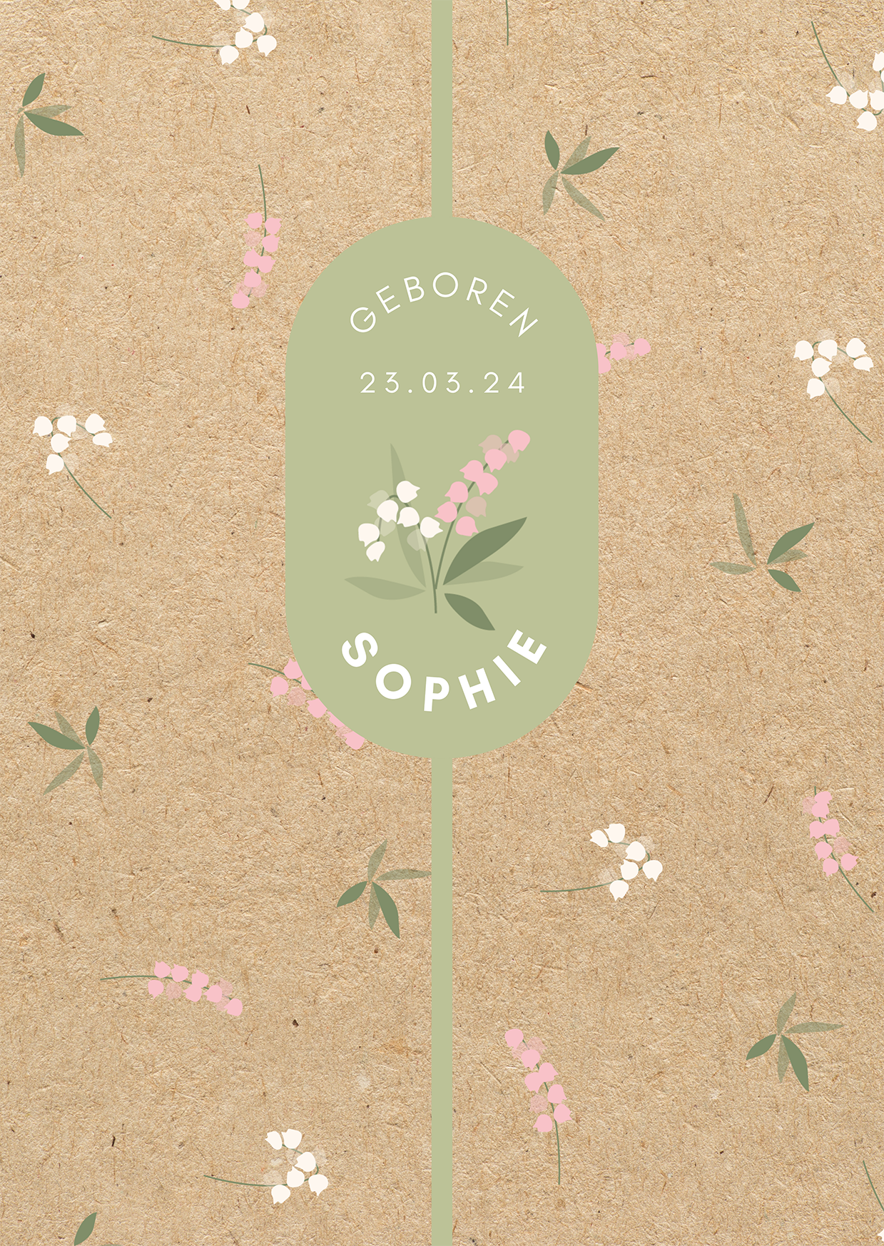 Template geboortekaartje Botanical Spring Kraft